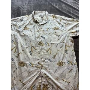 Mens Hook & Tackle Short Sleeve Button Down Outdoor‎ Fishing Shirt Size XXL 2XL